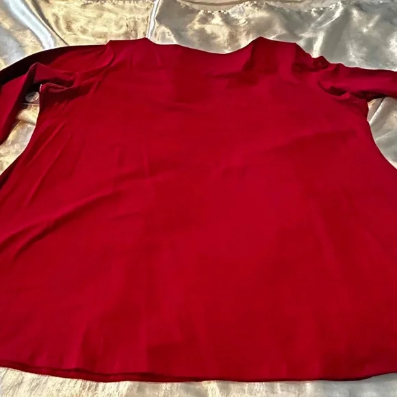 TOP, HAND SEWN MULTICOLOUR BEADS, RED, SIZE 3X, ROUND NECK, LONG SLEEVE, DIANE - Picture 7 of 15